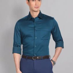 AD by Arvind Teal Regular Fit Shirt-image-84