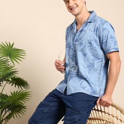 Mast & Harbour Men Slim Fit Tropical Printed Cuban Collar Casual Shirt-image-60
