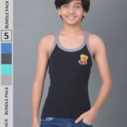 Dollar Bigboss Boys Multicolor Solid Gym Vest (Pack Of 5)-image-20