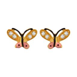 P.C. Chandra Jewellers 22KT Yellow Gold Studs Earrings With Stone-embedded Butterflies-image-27