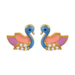 P.C. Chandra Jewellers 22KT Yellow Gold Studs Earrings With Duck Motifs And Stone Detailing-image-24