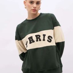 Styli Green Color-Block Sweatshirt-picture-25