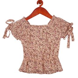 Tiny Girl Peach-Coloured Floral Print Top-picture-10