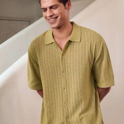 Andamen Monsoon Olive Cotton Relaxed Fit Shirt-image-45