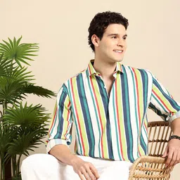Mast & Harbour Candy Striped Relaxed Fit Casual Shirt-image-30