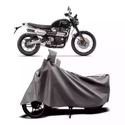 Auto Pearl Two Wheeler Cover with Bag for Triumph Scrambler 1200 BS6, Silver-image-90
