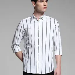 Jack & Jones White Cotton Regular Fit Striped Shirt-picture-3