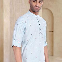 TesmareBand Collar Cotton Straight Short Kurta-picture-14
