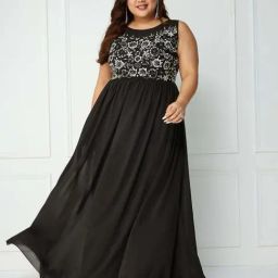 Miss Chase A+ Black Embroidered A-Line Dress-image-48