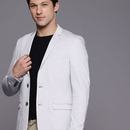 Louis Philippe Sport Pure Cotton Checked Super Slim Fit Single-Breasted Semiformal Blazer-image-67