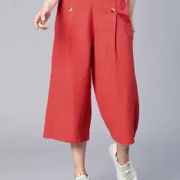 Oxolloxo Red Linen Regular Fit Culottes-picture-39