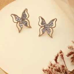 Aatmana Gold-Plated Cubic Zirconia Butterfly Shaped Stud Earrings-28