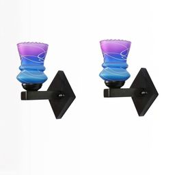 1ST TIME Pink & Blue 2 Pieces Colourblocked Glass Cylinder Shaped Wall Lamp-picture-18