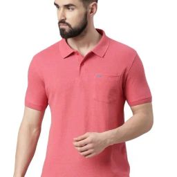 Force NXT Crimson Melange Cotton Regular Fit Polo T-Shirt-55