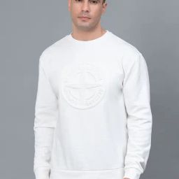 Red Tape Off White Regular Fit Self Design Design Sweatshirt-18