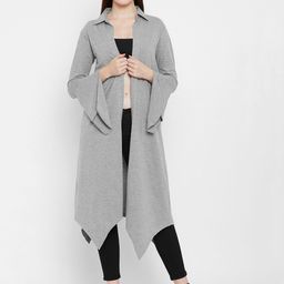 Hypernation Grey Solid Open Front Shrug-11