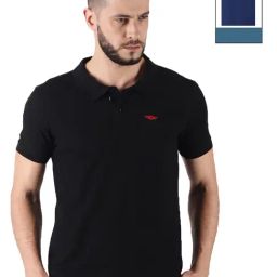 Force NXT Black & Airforce Blue Cotton Regular Fit Polo T-Shirt-picture-6