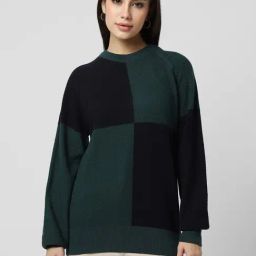 Van Heusen Green & Black Color-Block Sweater-image-16