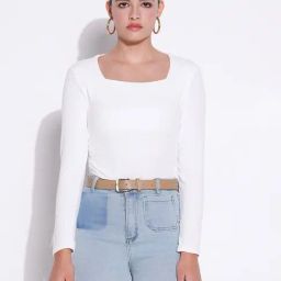Showoff White Cotton Regular Fit Top-image-73