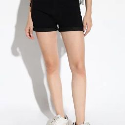 SHOWOFF Black Denim Slim Fit Shorts-image-94