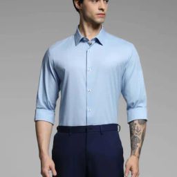 Jack & Jones Blue Cotton Slim Fit Shirt-image-11