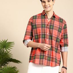 Mast & Harbour Pure Cotton Checked Relaxed FitCasual Shirt-image-32