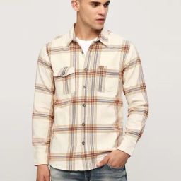 Pepe Jeans Ivory White Cotton Regular Fit Checks Shirt-picture-27
