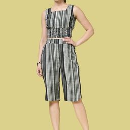 BEING NAUGHTY Striped Square Neck Sleeveless Top With Shorts-picture-24