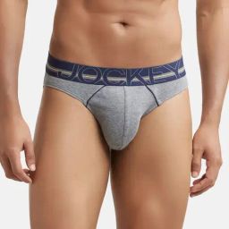 Jockey US17 Grey Melange Super Combed Cotton Rib Briefs with Ultrasoft Waistband-image-97