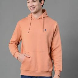 Red Tape Orange Regular Fit Solid Hoodie-28