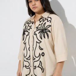 Gia by Westside Beige Embroidered Shirt-picture-18