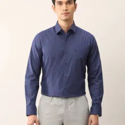 Arrow Blue Cotton Slim Fit Striped Shirt-picture-15