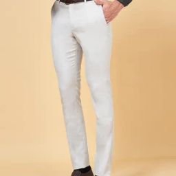 Peregrine by Pantaloons Light Grey Slim Fit Self Pattern Trousers-11