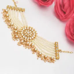 Zaveri Pearls Gold Tone Pearls & Kundan Designer Bracelet-ZPFK9167-image-61