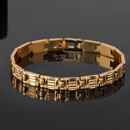 Voylla Signature Matrix Men Gold-Plated Link Bracelet-picture-18