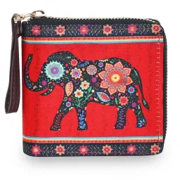 Sabhyata Elephant Multicolor Printed Small Bi-Fold Wallet for Women image 1