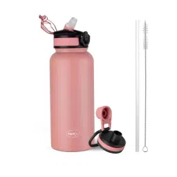 Pigeon Pink Stainless Steel Rush Thermos Flask With Straw & Screw Cap (1 L)-picture-35