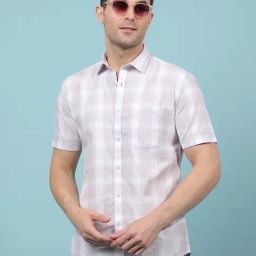 Crimsoune Club Purple Slim Fit Cheked Casual Shirt-image-3