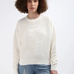 TOMMY HILFIGER White Cotton Graphic Print Sweatshirt-picture-6