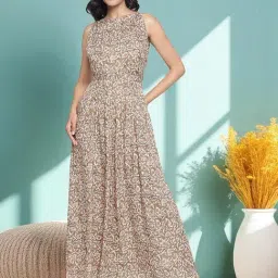 Aurelia Brown Modal Printed A-Line Dress-picture-19