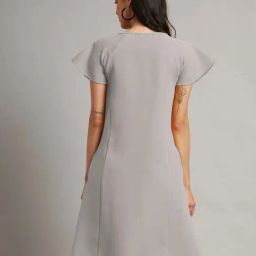 Brinns Grey & Black Regular Fit Color-Block Dress image 2
