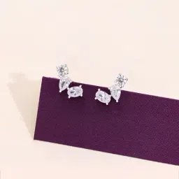 Kai Jewel Sterling Silver Elegant Diamond Line Earrings for Women-image-40