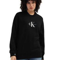 Calvin Klein Black Cotton Women's Relaxed Fit Sweatshirt-picture-23