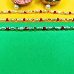 MANSIYAORANGE Set Of 3 Artificial Beaded Thread Rakhi image 5