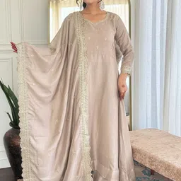 Growdamy Women Ethnic Motifs Embroidered Regular Thread Work Kurta with Trousers & Dupatta-37