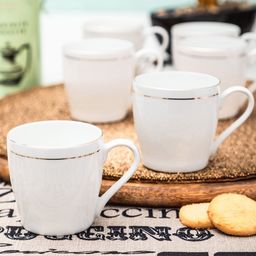 SONAKI Set of 6 White Bone China Tea Cups With 24K Gold Print-29