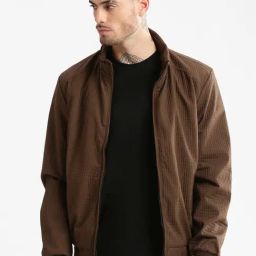 Showoff Brown Slim Fit Self Pattern Jacket-image-77