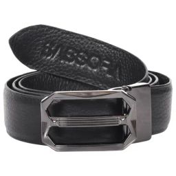 SASSORA EBONY Black Textured Leather Reversible Belt-image-16
