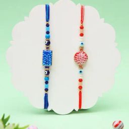 Aapno Rajasthan Blue Modern Casual Rakhi with Roli Chawal & Greetings Card-picture-3