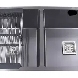 Rigwell Lifetime 37x18x10 Inch Black SS Double Bowl Kitchen Sink RL3718BLACK-image-86